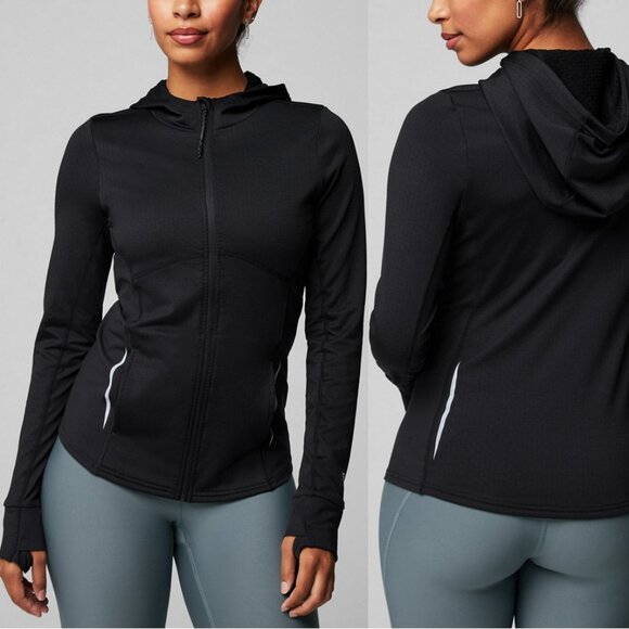 Fabletics Tech Knit Full Zip Hoodie Black Small - Picture 1 of 8